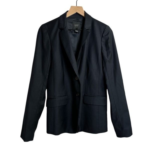 J Crew Super 120’s Navy 100% Wool Two Button Front Blazer Size 6T - Picture 1 of 9